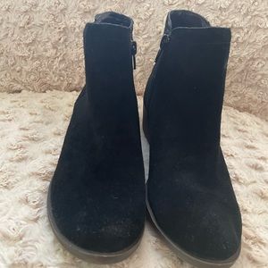 Black suede-like booties